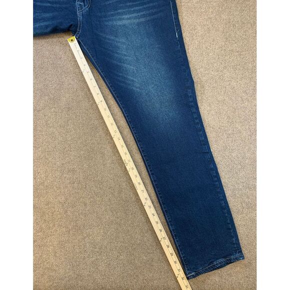 True Religion Rocco Jeans Mens 42x32 Relaxed No Flap Whiskers Blue Denim - Picture 10 of 13